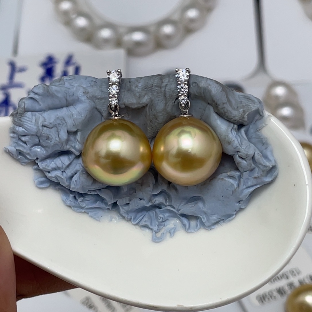定制海水珍珠未镶嵌裸珠金珠13-14mm