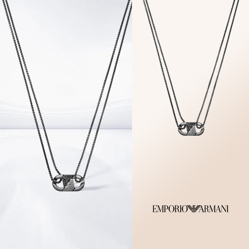 不锈钢玻璃项链 Emporio Armani阿玛尼互锁双链项链EGS3172001