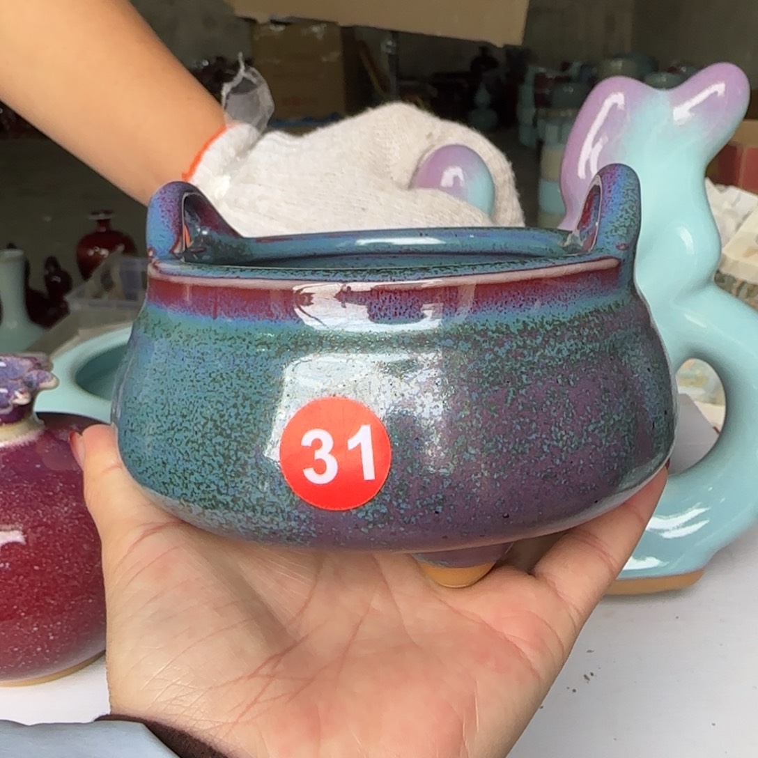 瓷摆件郑家钧窑摆件微