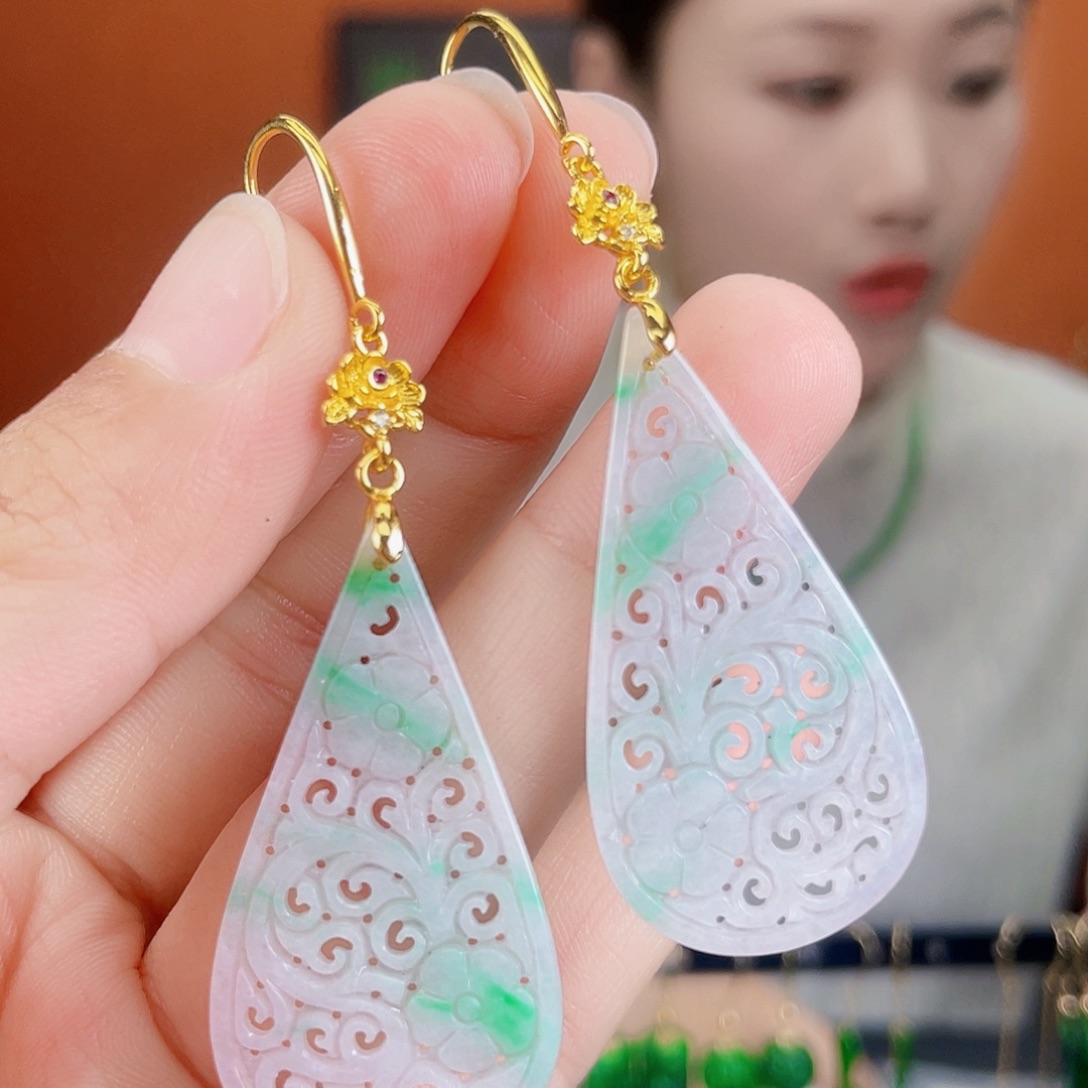 翡翠未镶嵌耳饰饰品