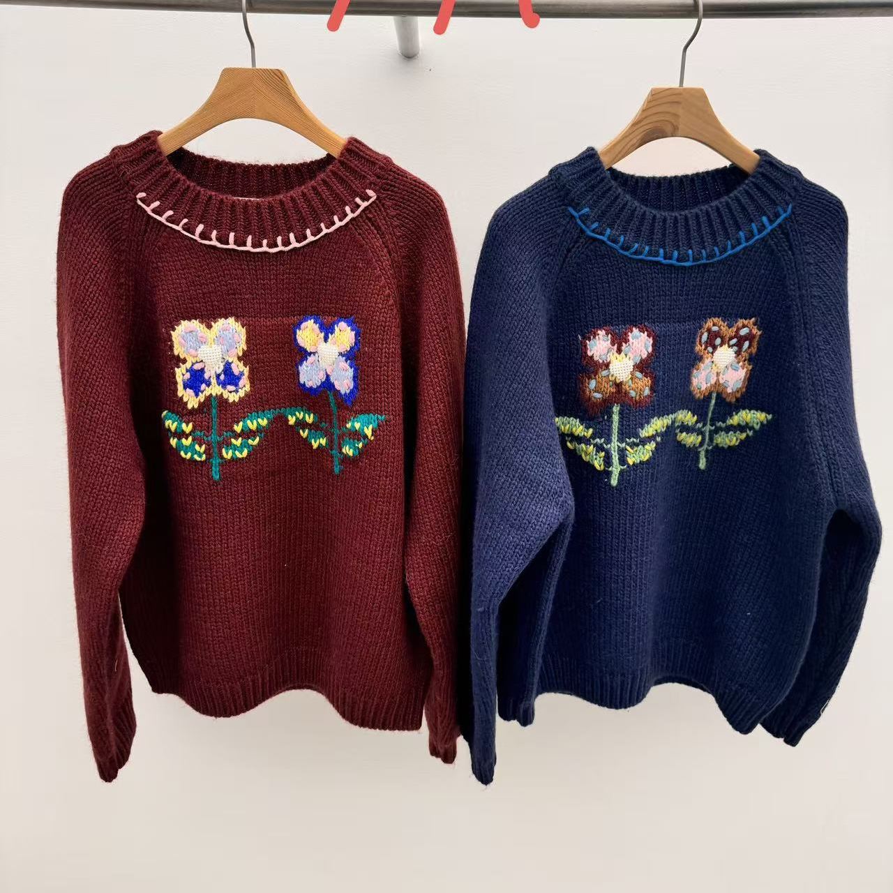 东大门正品冬季新款手工家复古毛衣