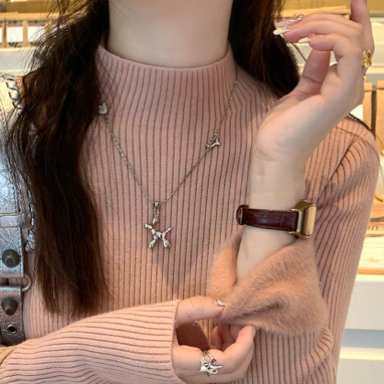 【加厚一体绒】粉色毛衣女秋冬2025新款冬季内搭加绒打底衫针织上衣