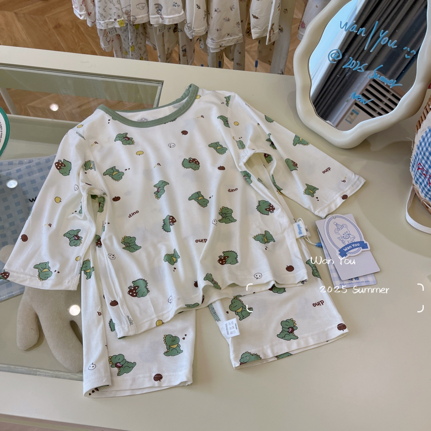 W3-7。3393 IU家家居服苹果恐龙七分袖套装