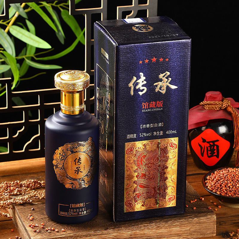 泊爵名仕《传承》x馆藏版盒装52度400毫升浓香型白酒无手提袋
