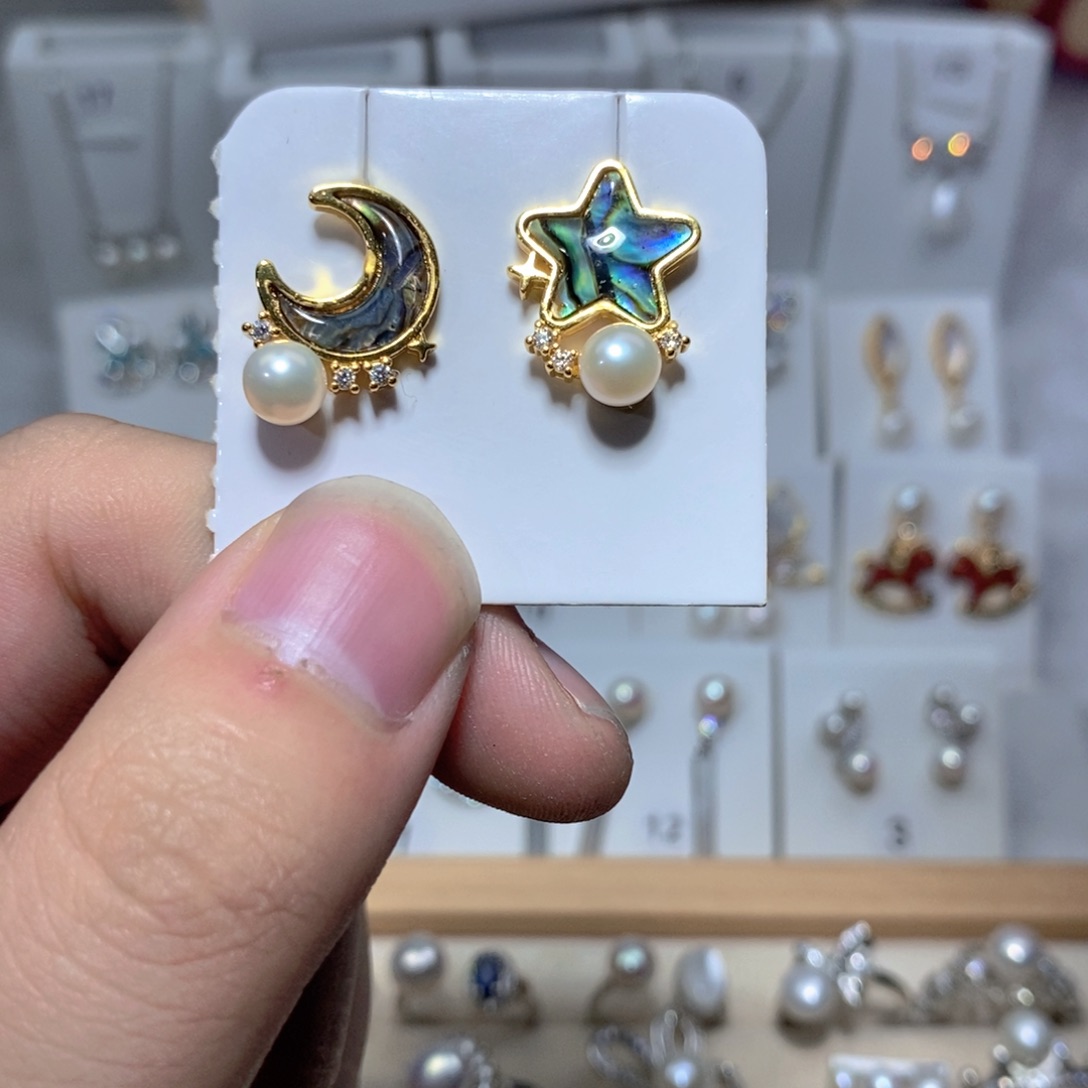 淡水珍珠耳饰银S925镶嵌