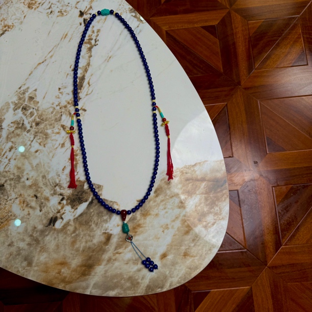 A355设计款·新中式文明帝王青金石项链菱美矿毛衣链