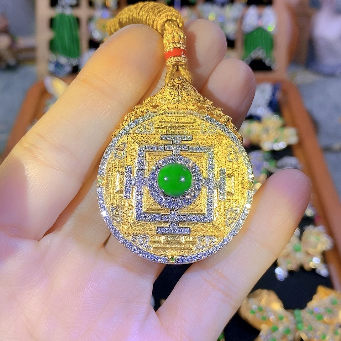 吊坠(不含链)银S925镶嵌翡翠