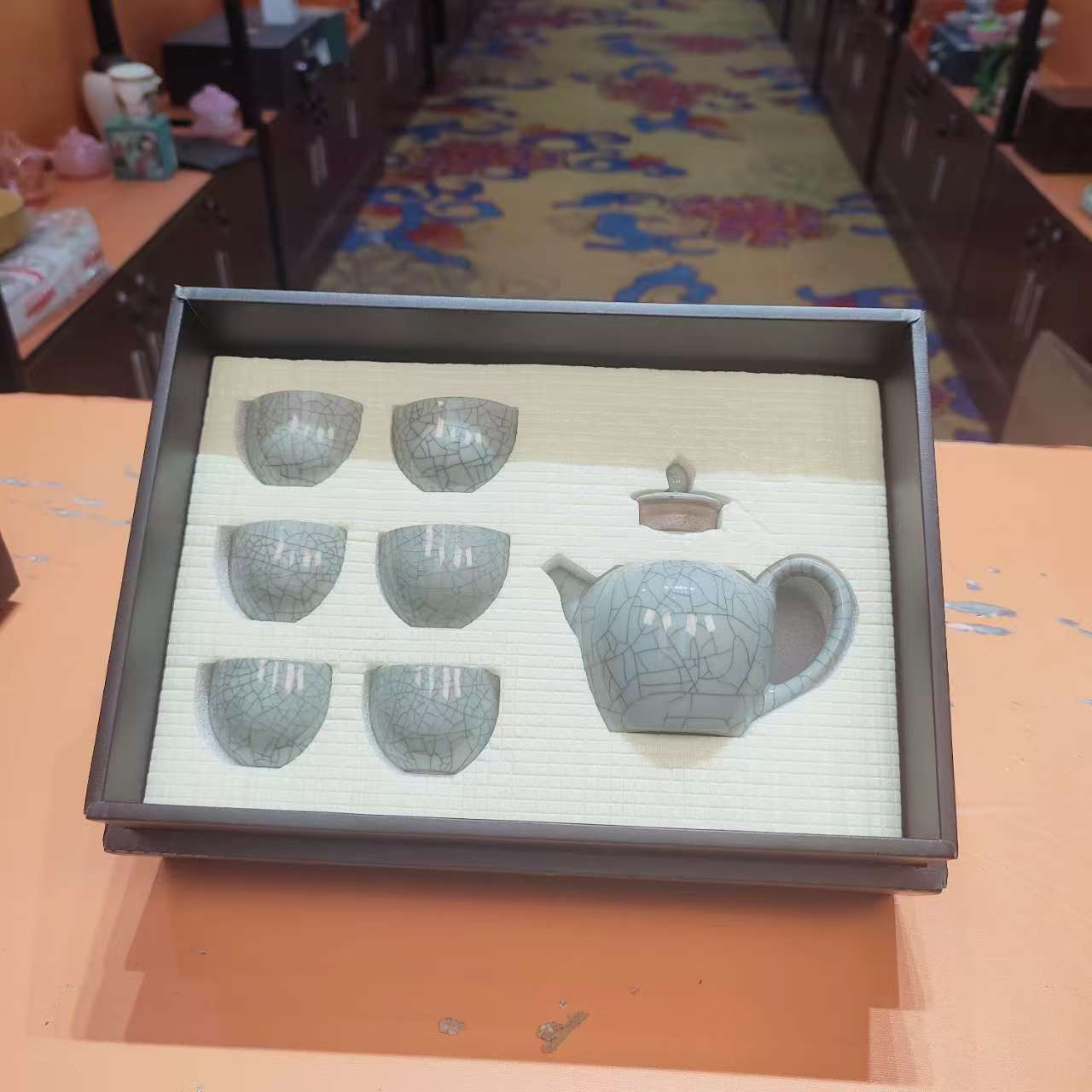 陶子茶具  天青冰裂纹泡茶壶功夫茶具套装-736