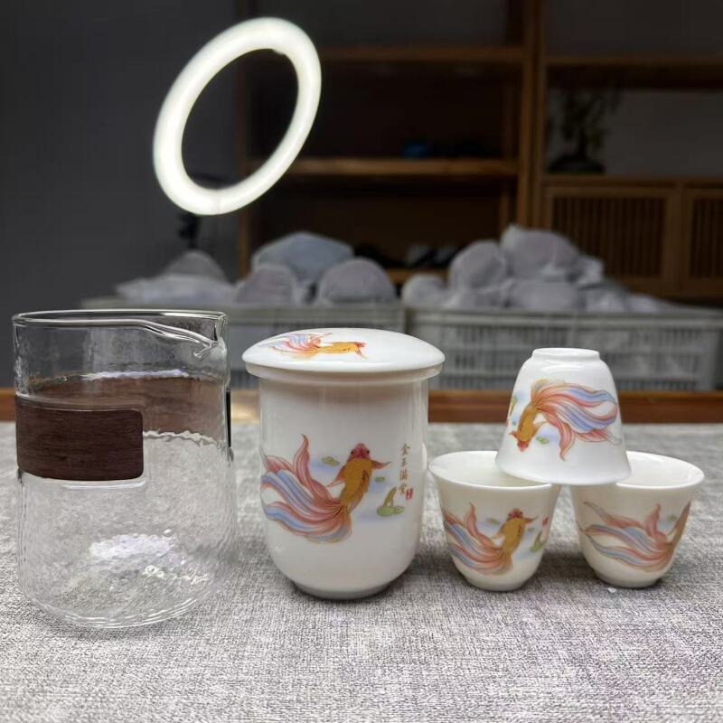 年年有鱼 一壶三杯陶瓷 旅行套组 0001