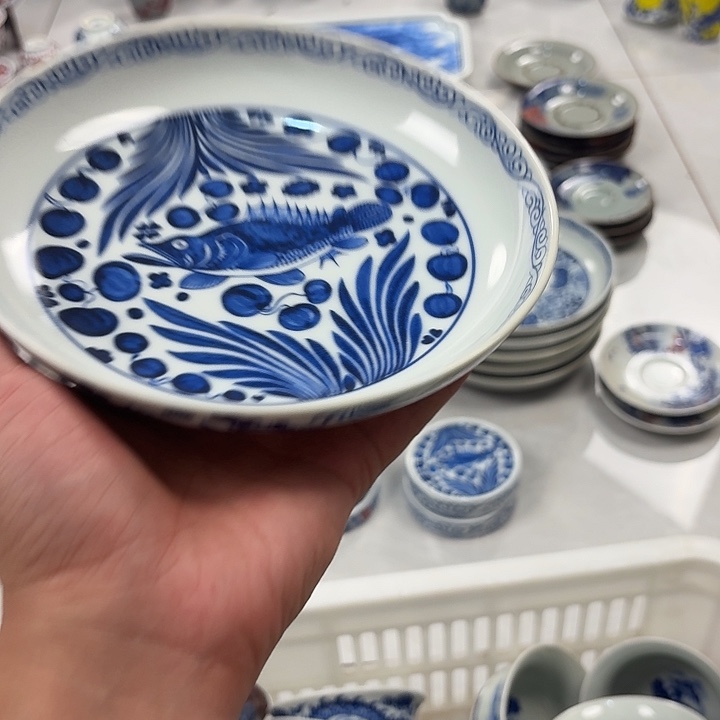 瓷片青花鱼藻大胡乘景德镇