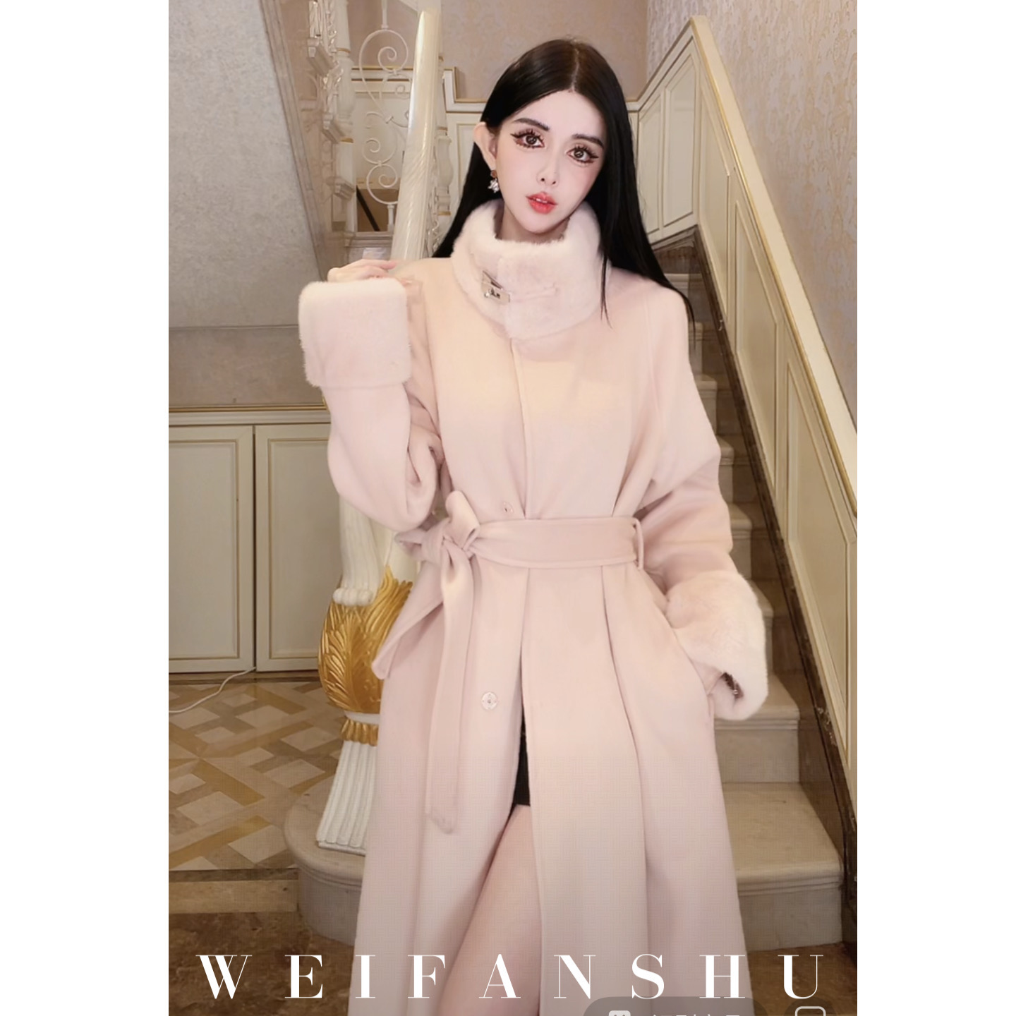 WEIFANSHU/魏凡舒【蜜桃暖意】秋冬新款时尚名媛高级轻奢保暖外套