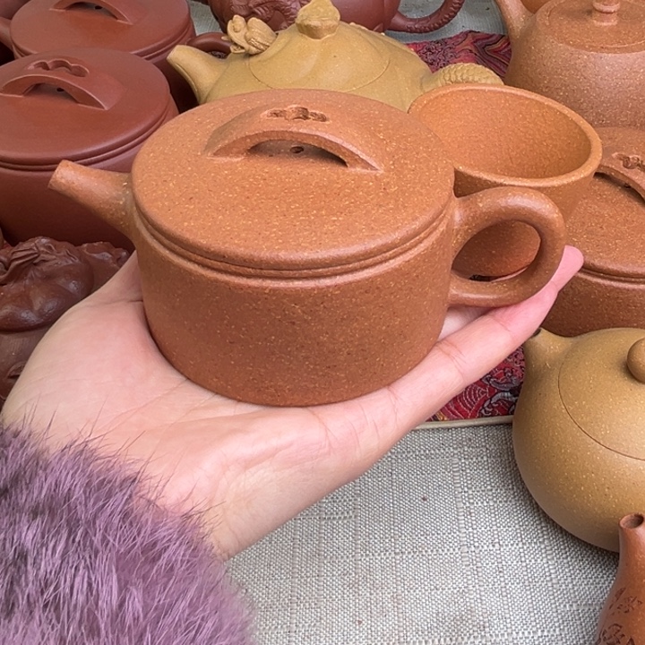 过***风紫砂茶壶原矿黄降坡20目明式汉瓦精工半手180cc