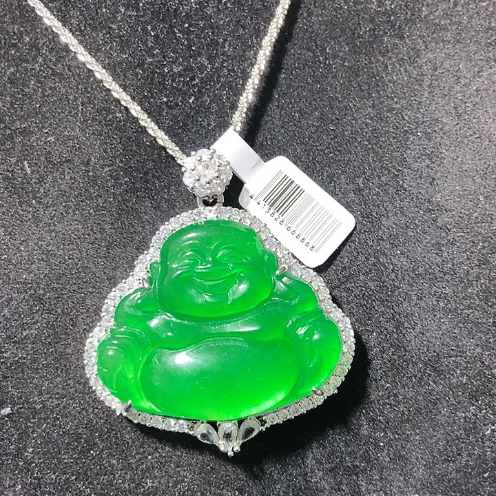 翡翠颈饰银S925镶嵌吊坠