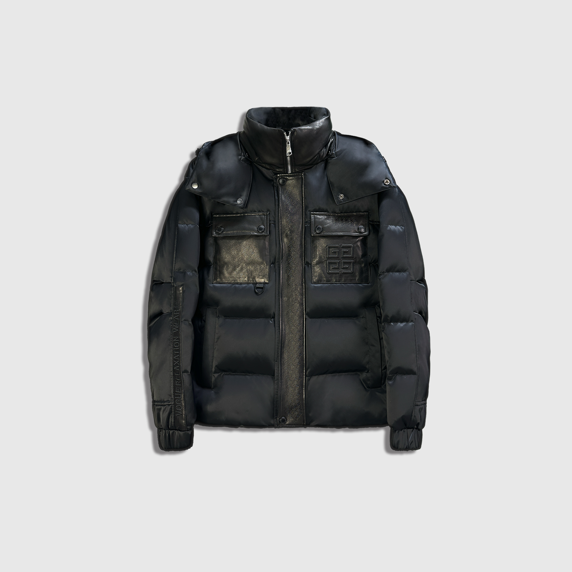 奈尔耐 2025冬季黑色经典短款百搭保暖帅气拼接鹅绒服59963