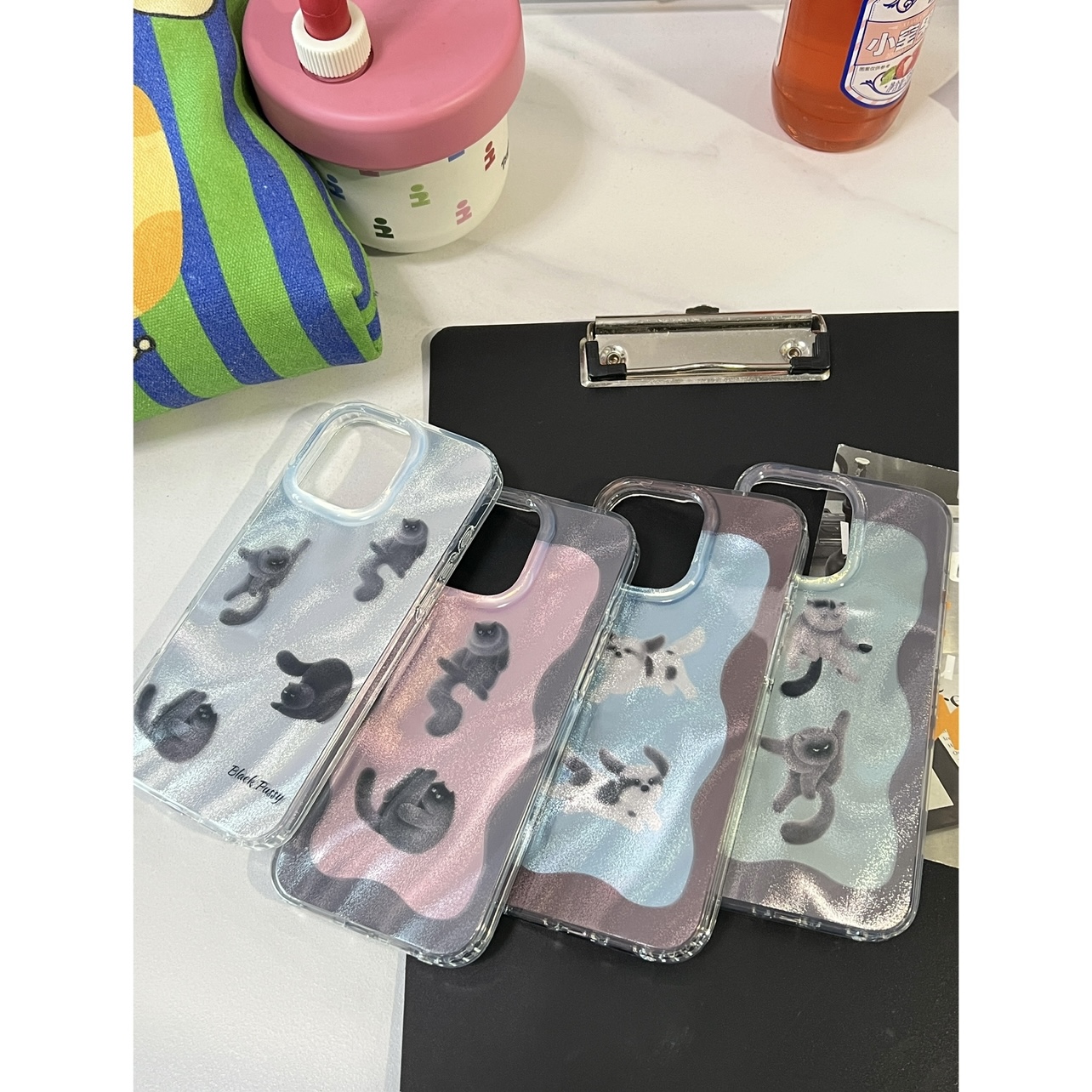小众创意个性双层抽象小猫小狗ins风适用苹果手机壳iPhone16/15硬