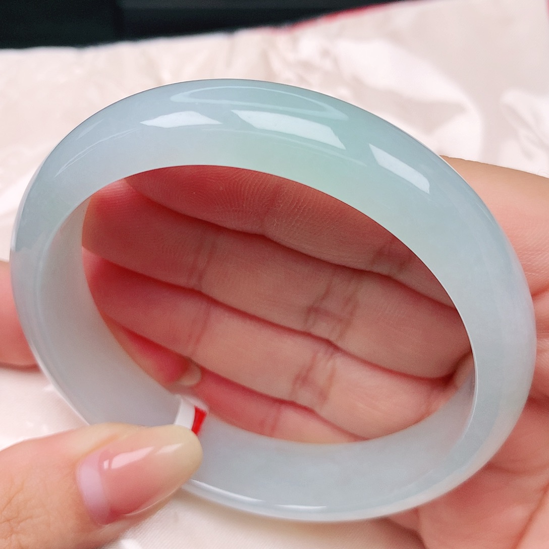 未镶嵌手镯翡翠27冰冰淡绿61圈