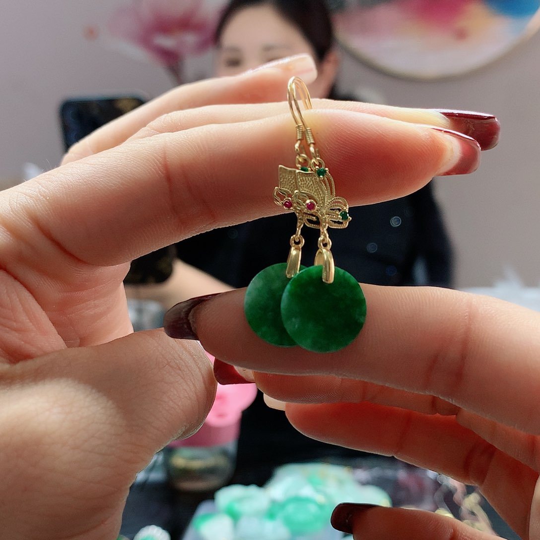 【闪购商品】翡翠耳饰银S925镶嵌，