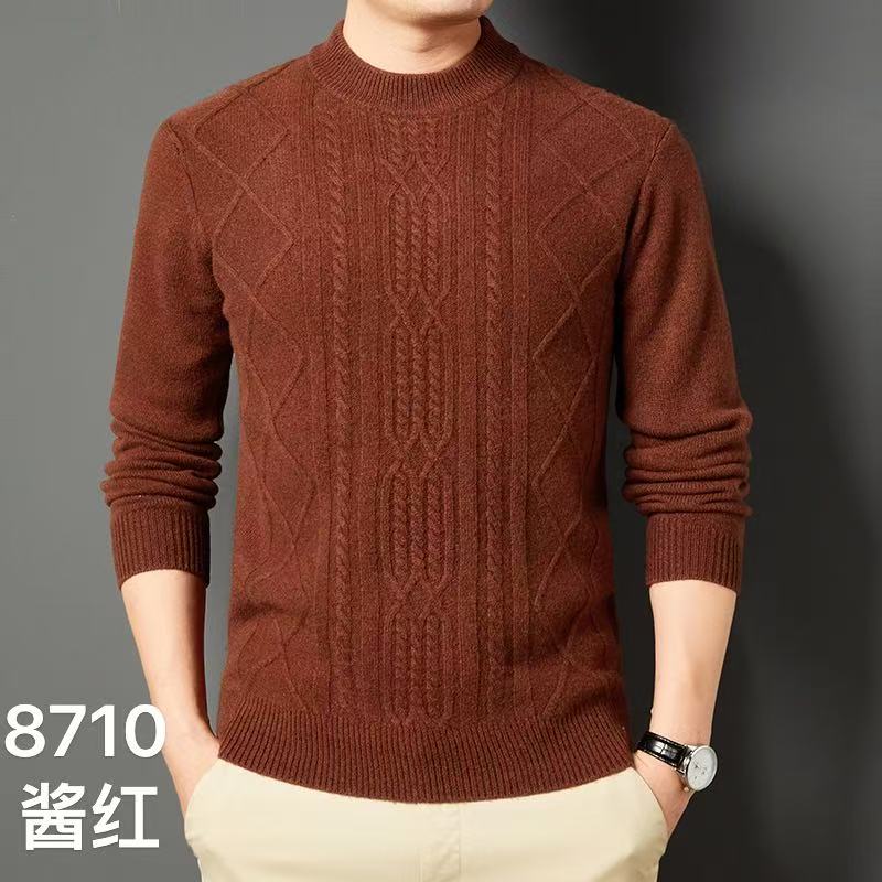hanyang/晗洋100%羊毛男士半高领秋冬羊毛衫巨厚一斤多重男毛衣
