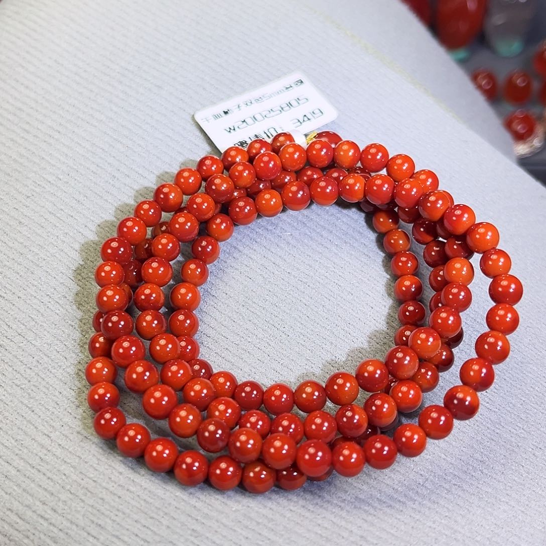 南红玛瑙原矿5mm多圈双色18K金镶嵌