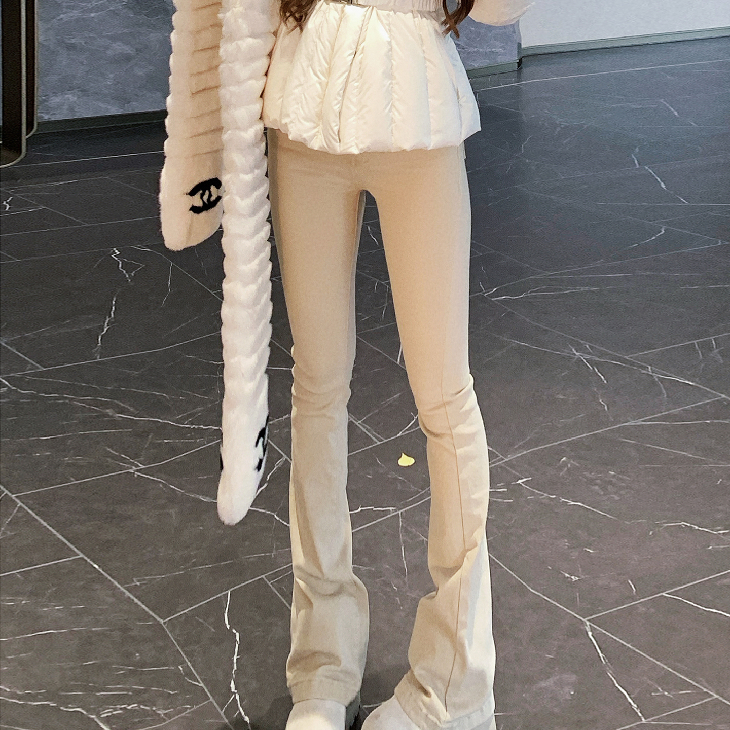 冰冰来了随性时光】老钱风高级感薄绒牛仔裤阔腿微喇修身长裤27467