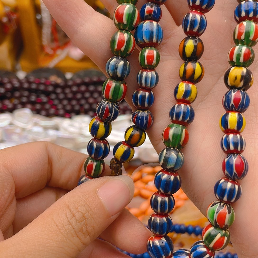 玛瑙/玉髓珠宝半成品未镶嵌老琉璃项链一条