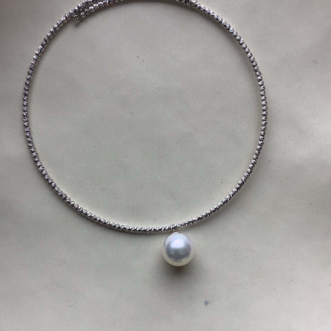 海水珍珠手镯18K金镶嵌8-8.5akoya手镯