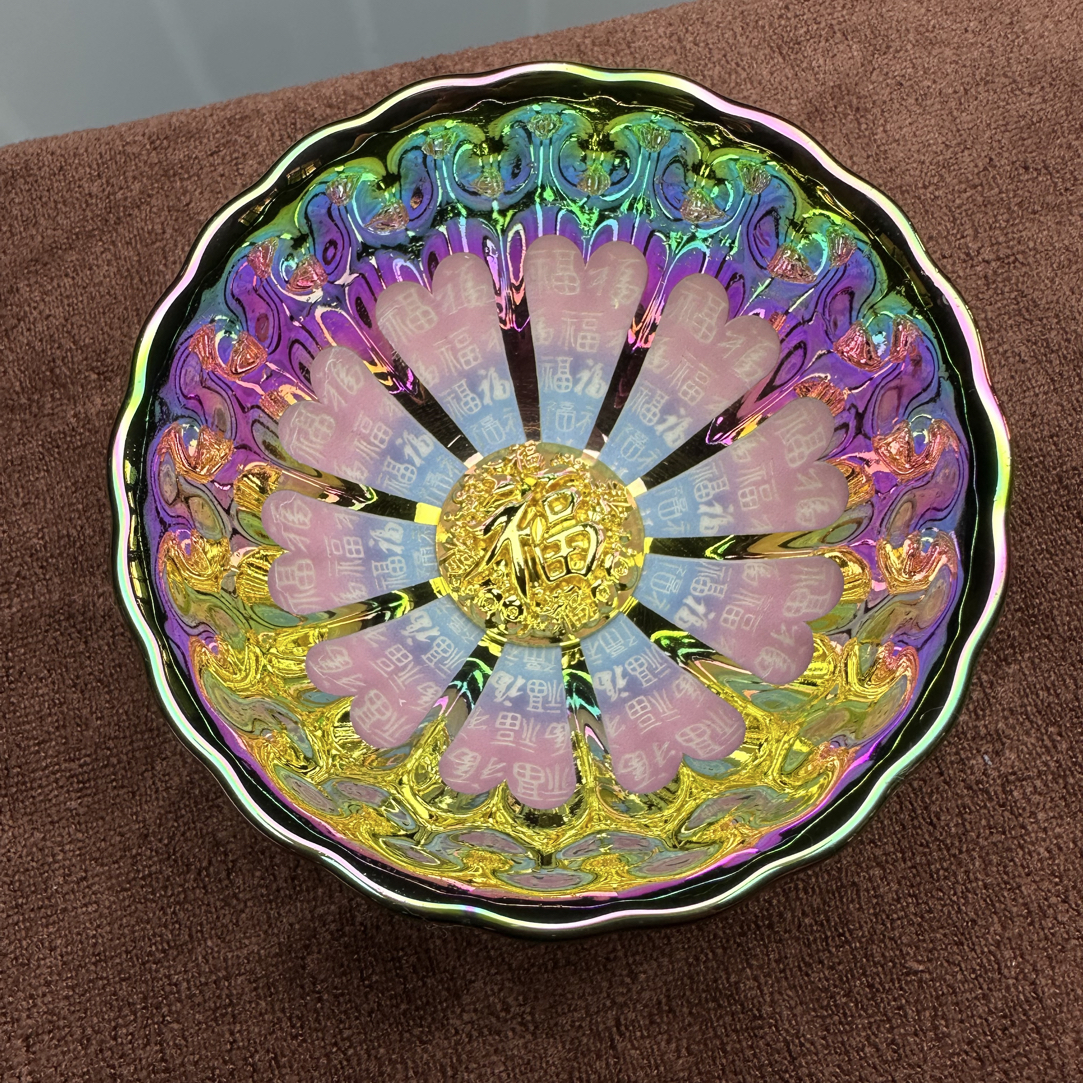 七彩百福夜光杯-高端茶器主人杯