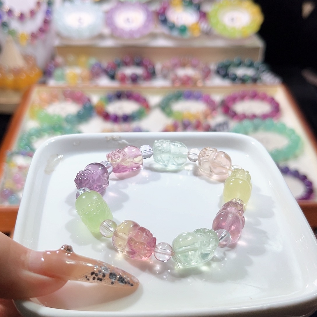 未镶嵌手链萤石孤品！马卡龙貔貅！唯一一条