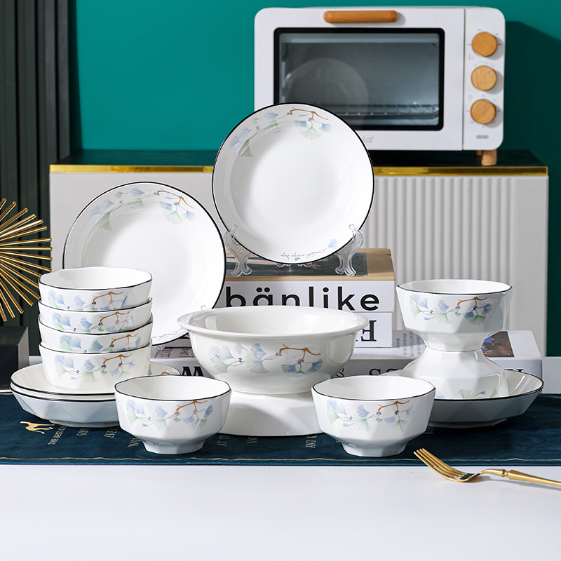 【银杏花开】精美碗盘简约高档轻奢家用陶瓷餐具餐具高颜值