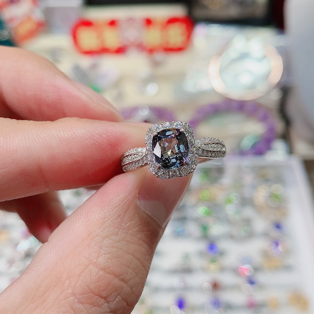 尖晶石戒指银S925镶嵌