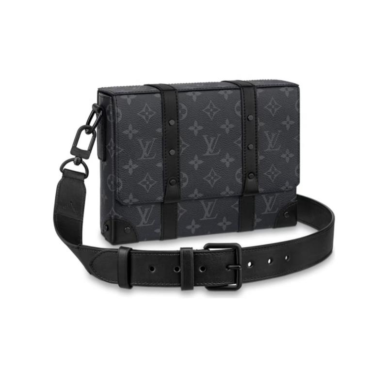 99新 LouisVuitton/路易威登 经典黑老花trunk邮差斜挎包
