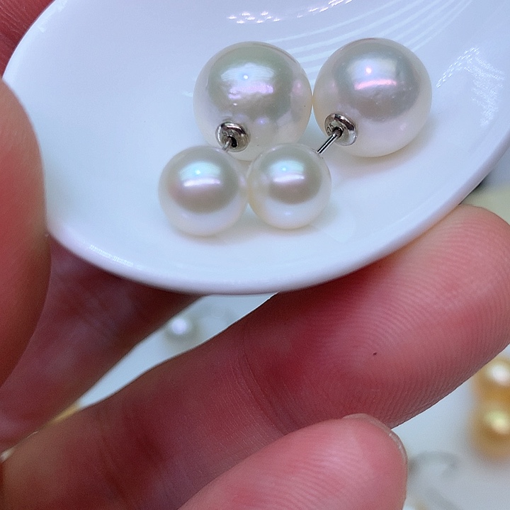 银S925镶嵌耳饰淡水珍珠