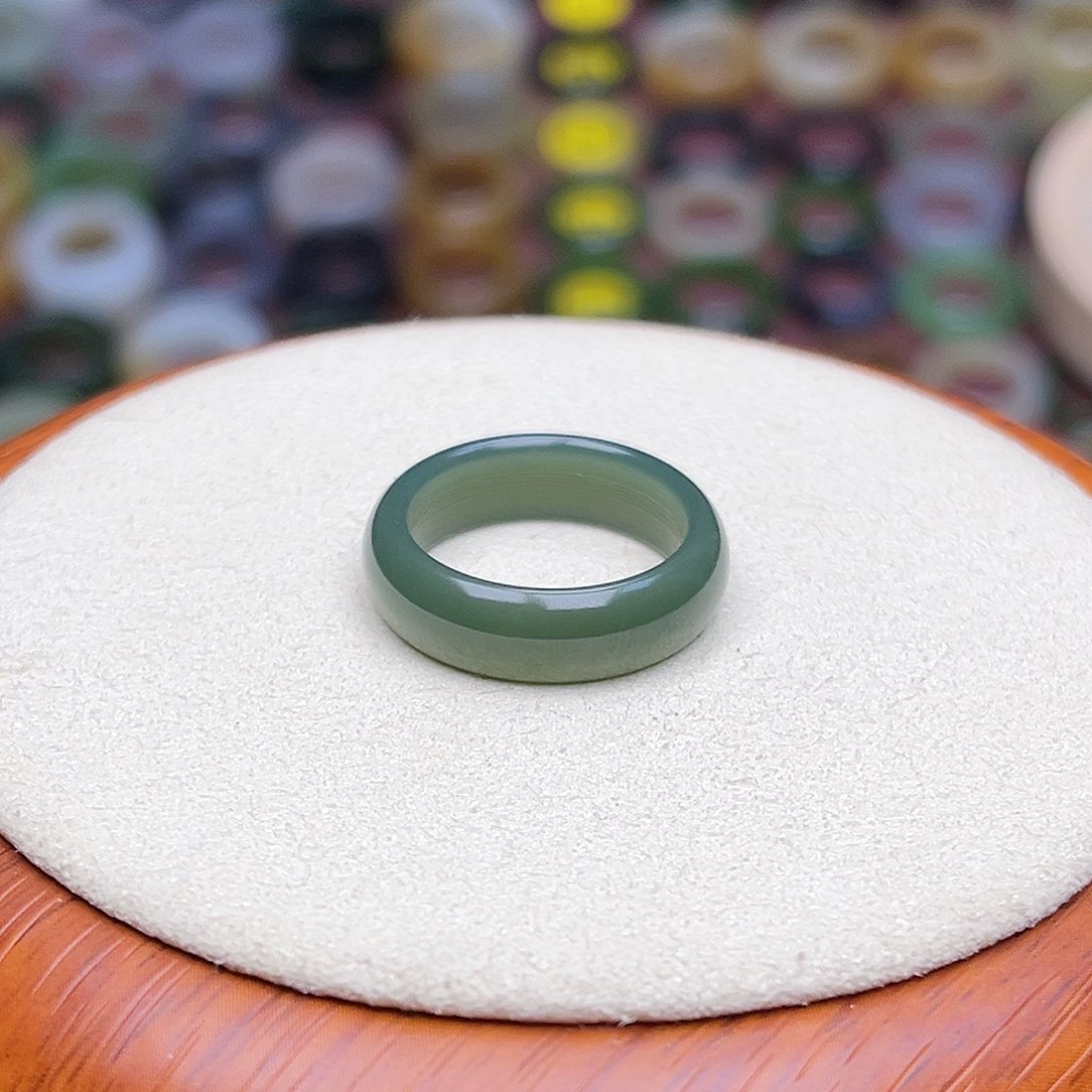 和田玉戒指未镶嵌16.9内径且末蓝