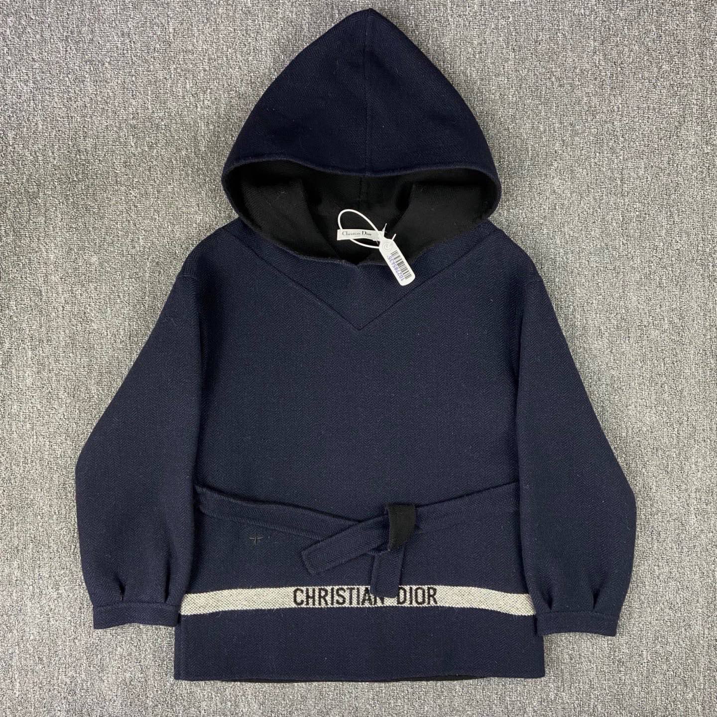 99新 DIOR/迪奥 2505168/36码/logo提花系带连帽卫衣外套