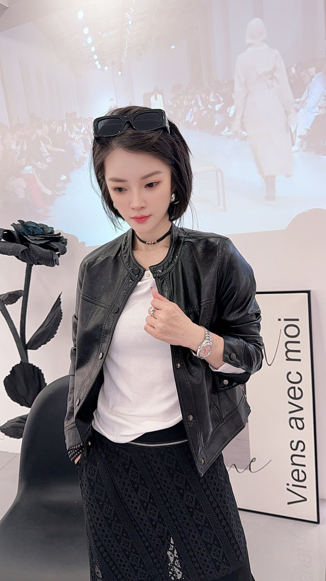 CERYE短款立领长袖街头风皮衣重工网红时尚休闲女装