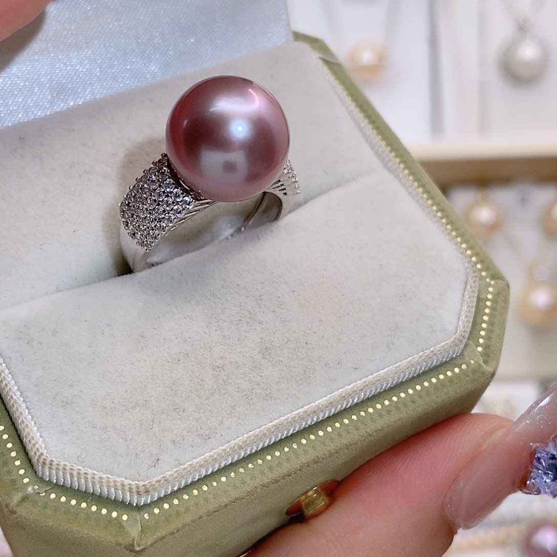 银S925镶嵌淡水珍珠耳饰符*