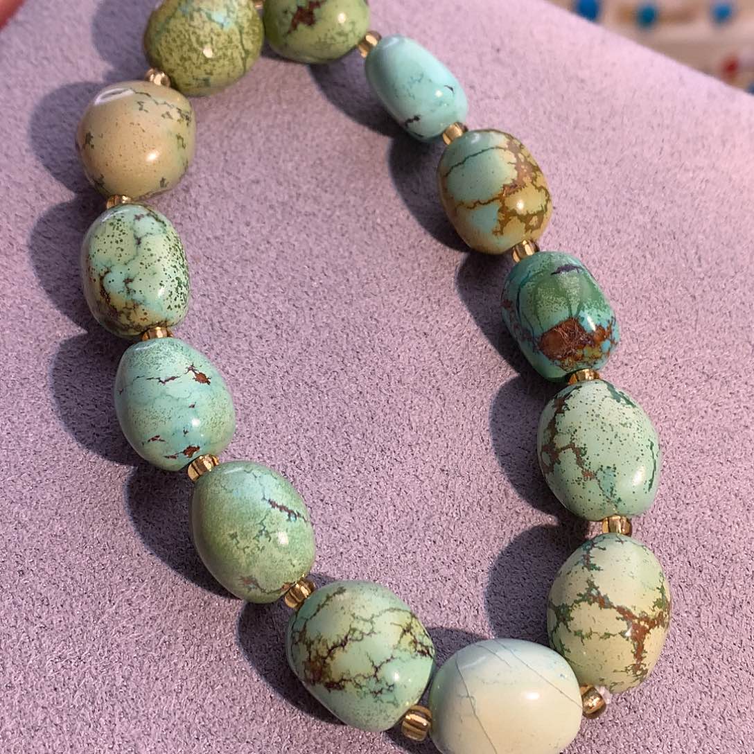 未镶嵌绿松石11+mm千里江山图手串