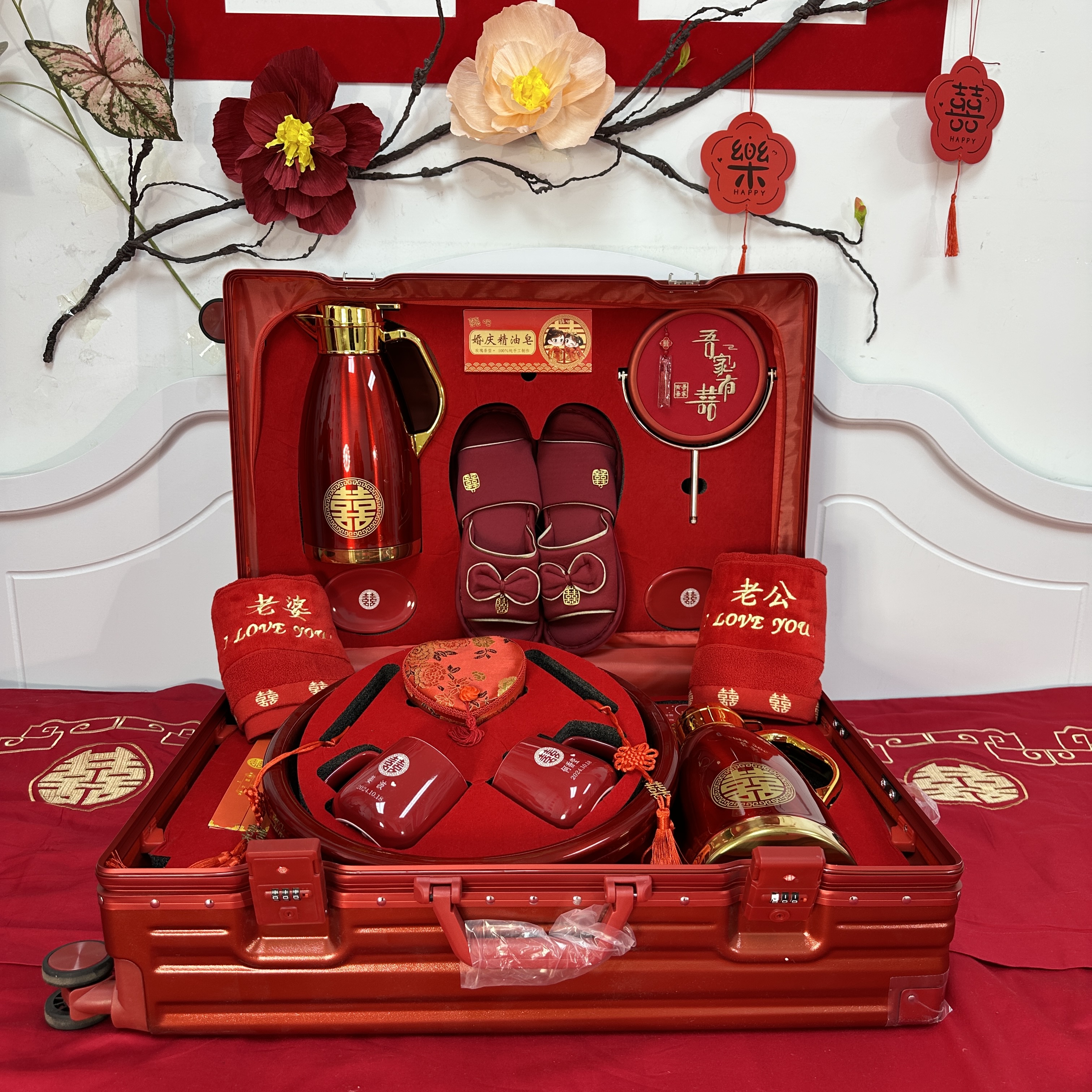 699结婚用品大全陪嫁套装婚庆女方喜盆拉杆箱高档拉杆箱拉杆包