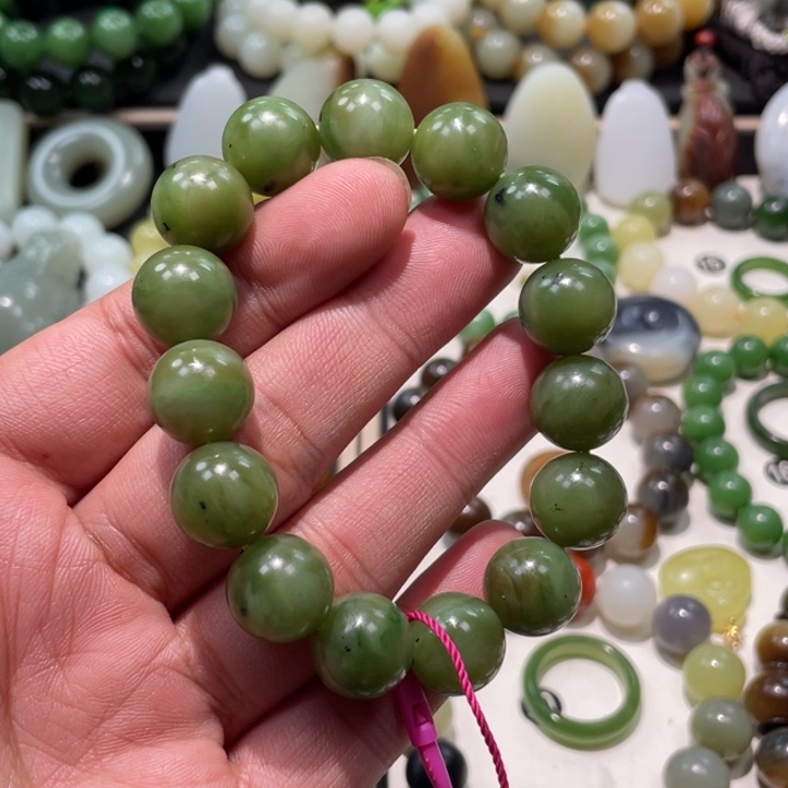 和田玉未镶嵌手链新疆黑阳洞碧玉卡14