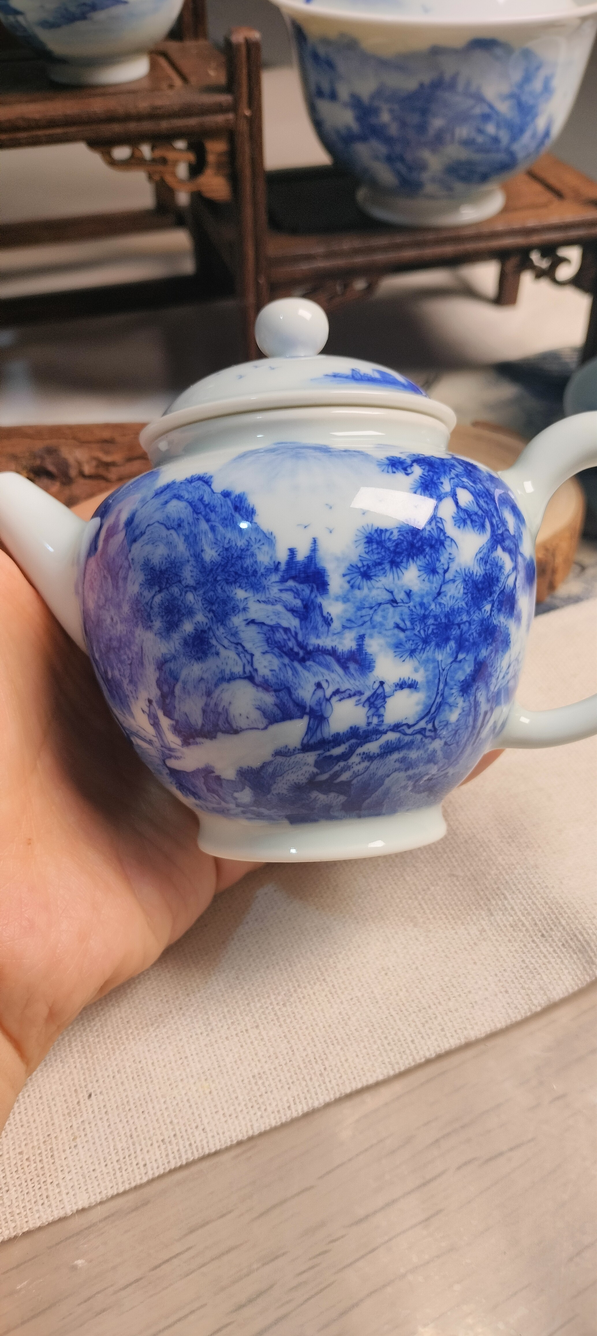 一物一拍 景德镇手绘青花茶具茶壶家用泡茶壶功夫茶具无暇