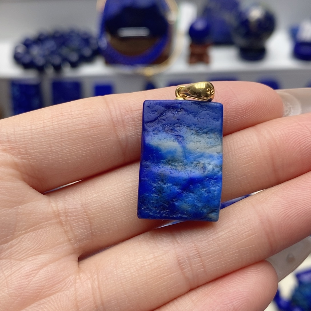 青金石银S925镀金镶嵌颈饰