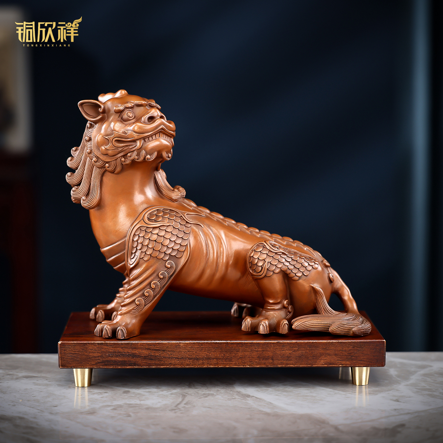 铜欣祥新款《紫铜谛听》摆件地藏王坐骑办公室客厅玄关装饰工艺礼品