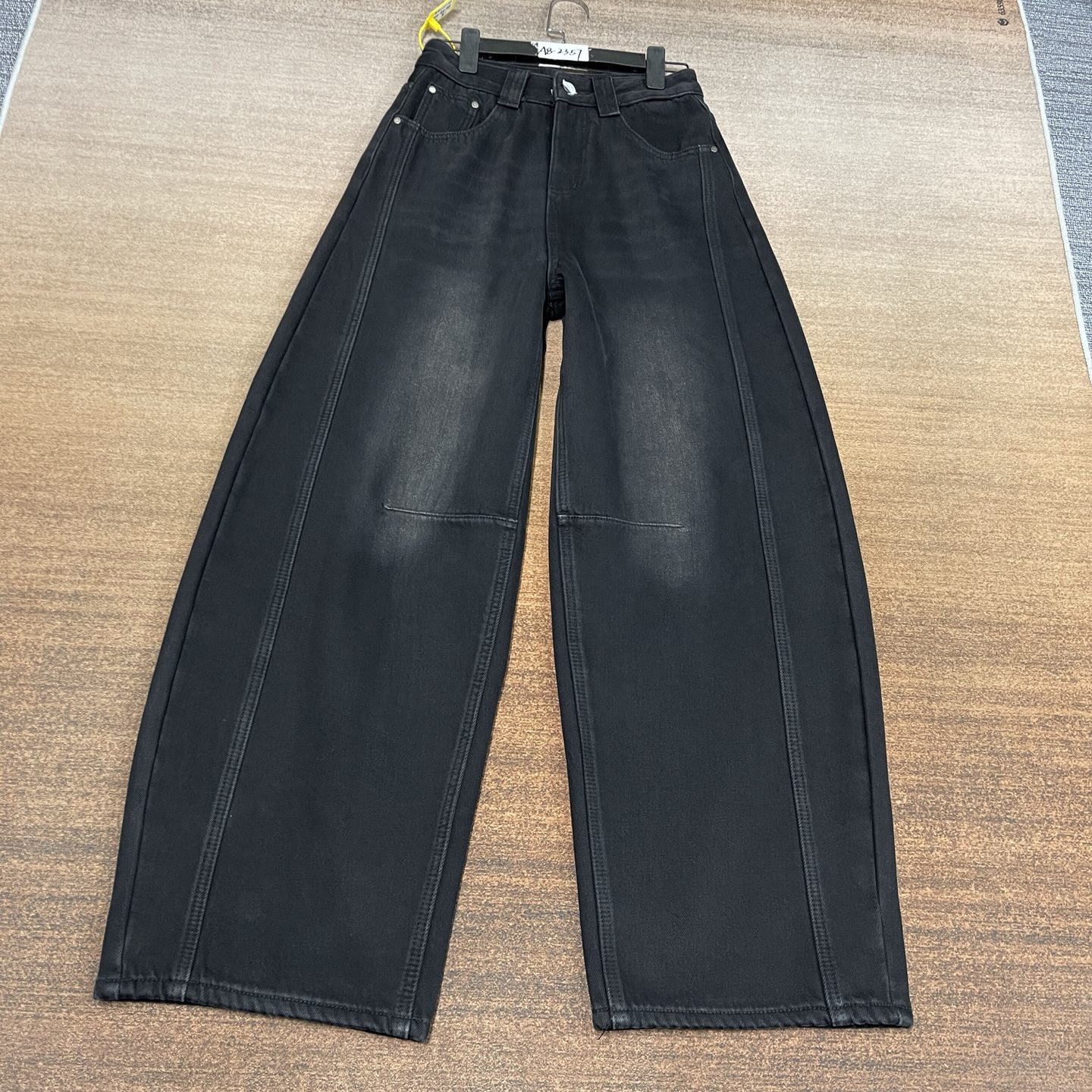 #A8-2357 加绒-密密绒 高货 黑灰超酷弯刀女裤 无弹