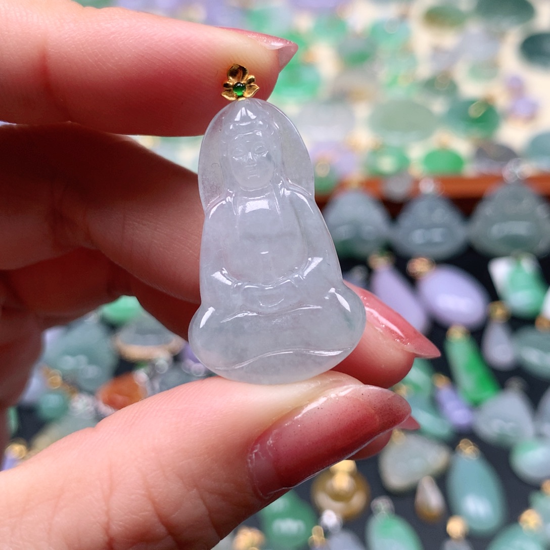 翡翠18K金镶嵌吊坠(不含链)