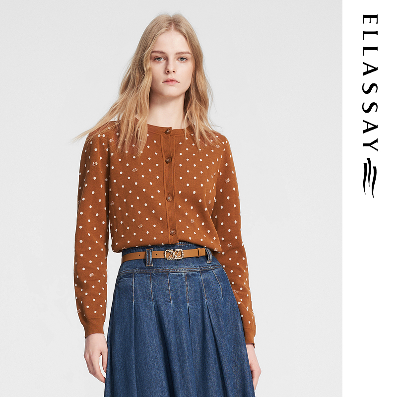 ELLASSAY歌力思新款丝棉混纺柔软学院风毛针织衫女EWE353M00600