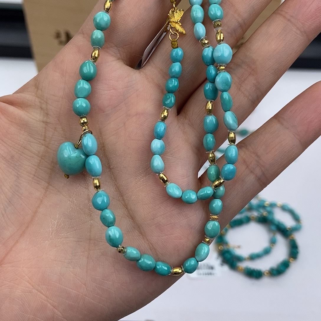 绿松石18K金镶嵌珠宝奇石4.8