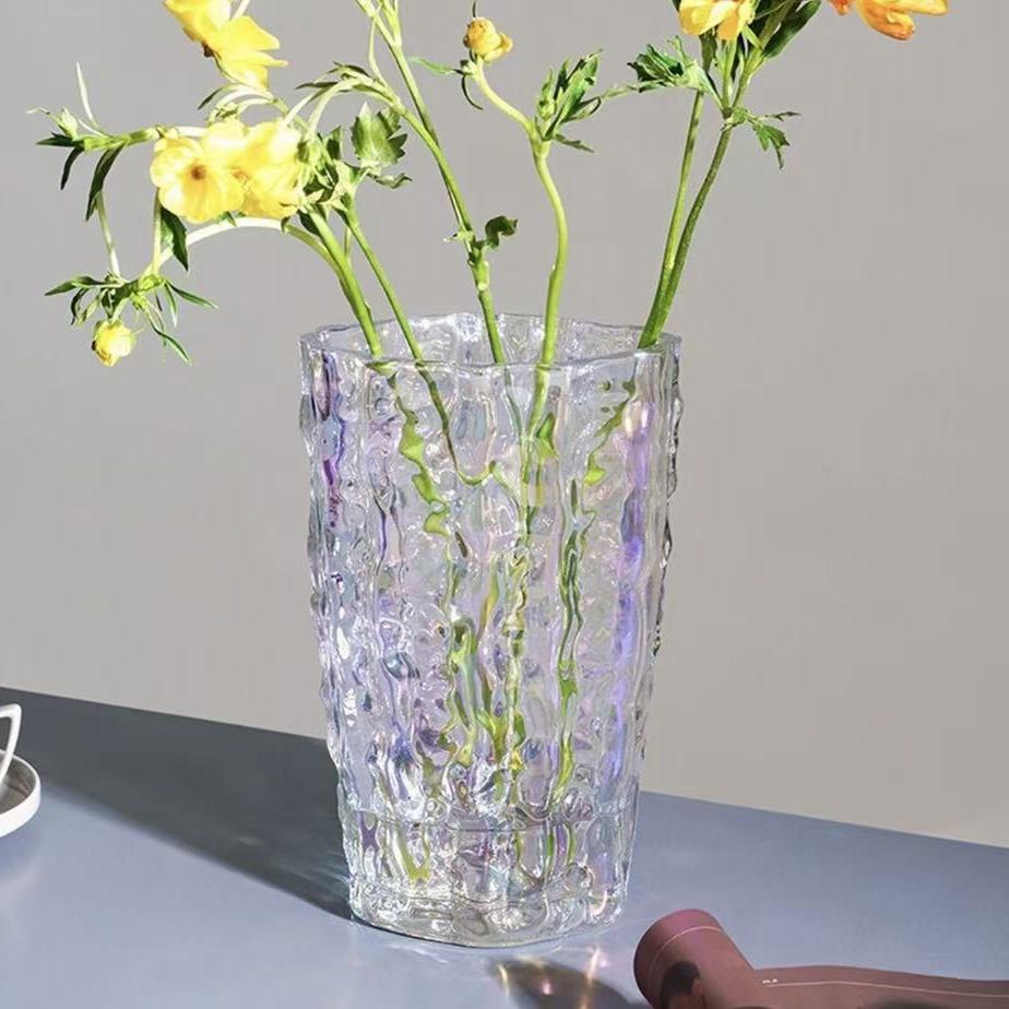 极冻冰川玻璃花瓶透明水养家居百合鲜花人工插花摆件北欧风格