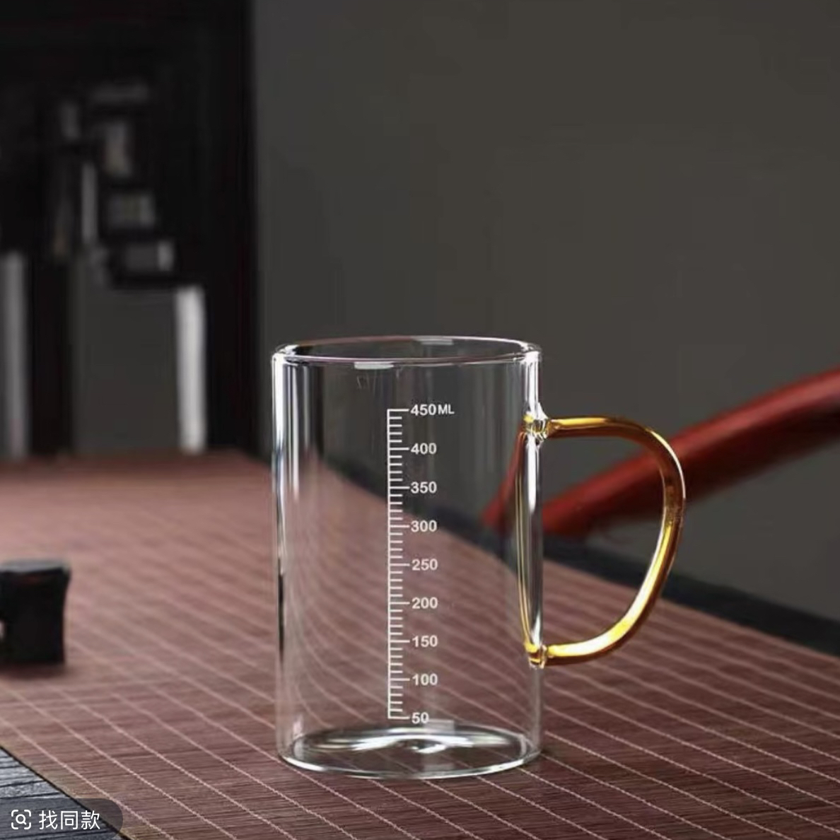 带把手简约大容量玻璃茶杯耐热可加热适合泡茶喝水