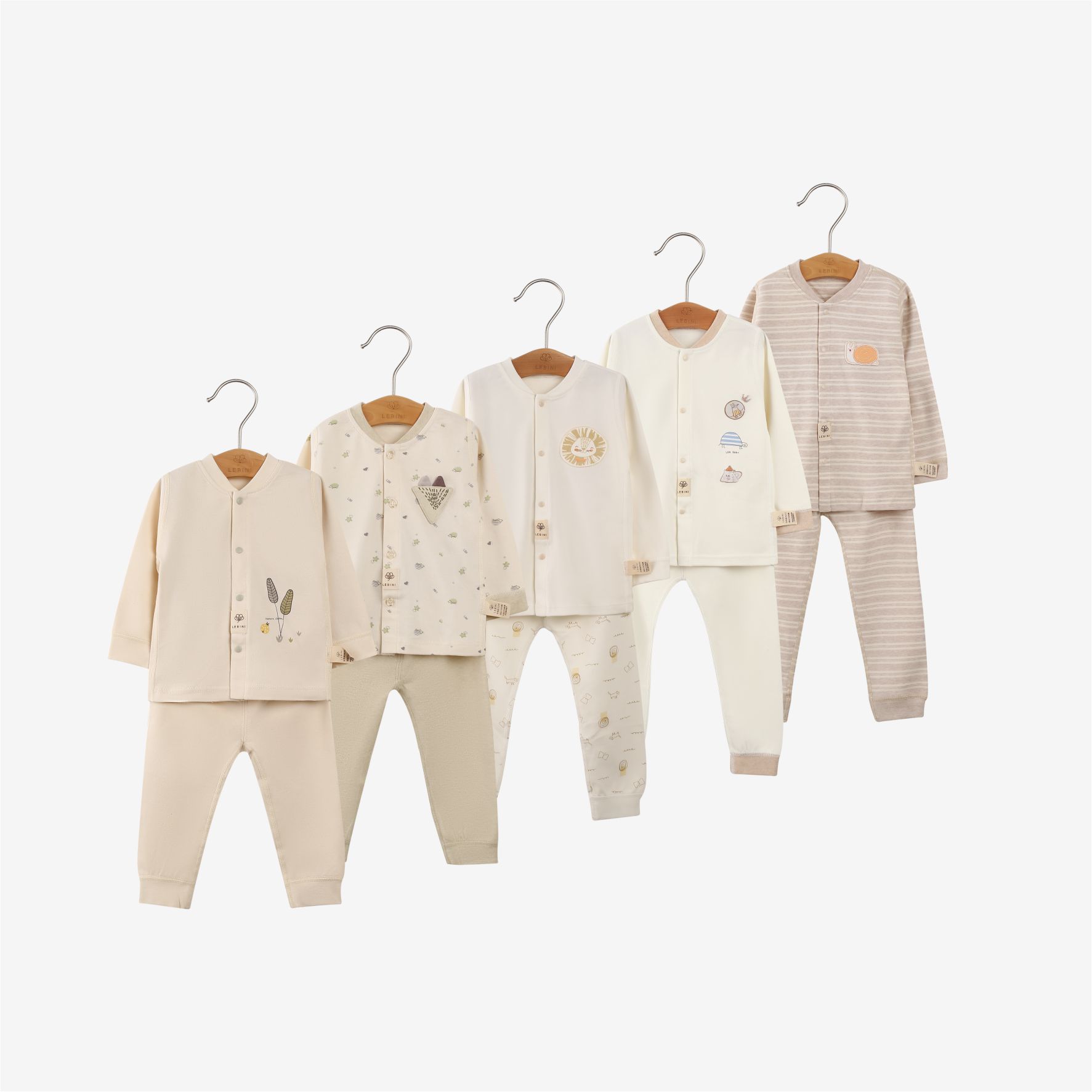 婴悦家旗下品牌有机棉前开秋衣套男女宝宝打底家居服套装秋冬保暖