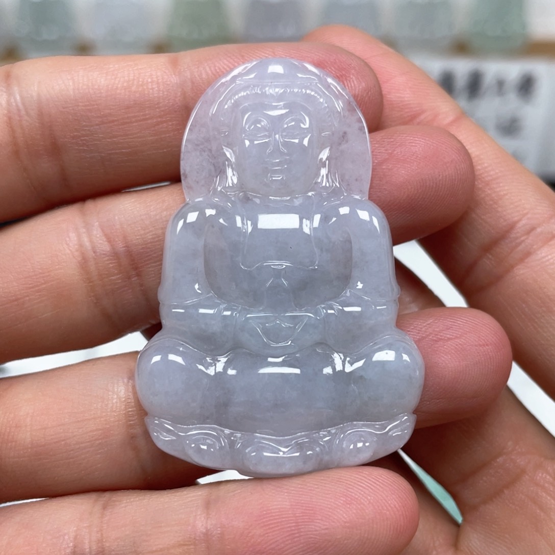 翡翠颈饰未镶嵌天然翡翠A货观音72号